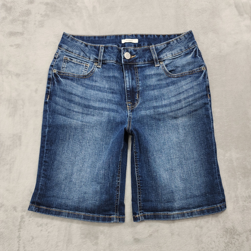 Maurices M Jeans Shorts Womens 10 Blue Denim Bermuda Stretch 5 Pocket Casual